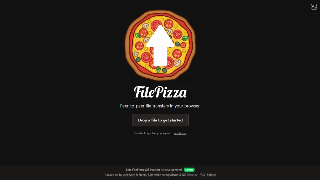 https://file.pizza/ Website Screenshot