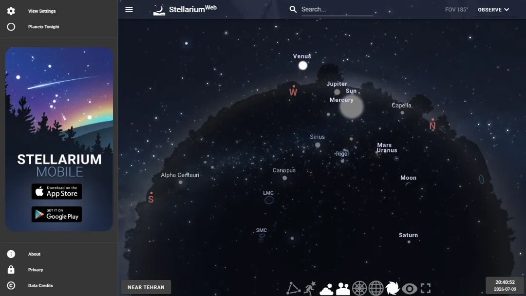 Stellarium Web Website Screenshot