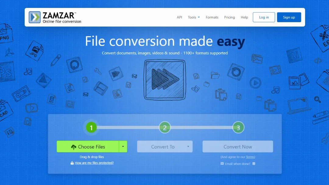Zamzar Website Screenshot