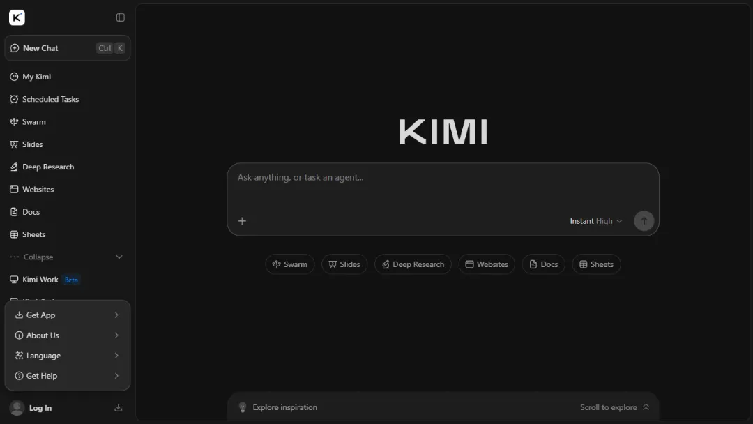 Kimi Website Screenshot