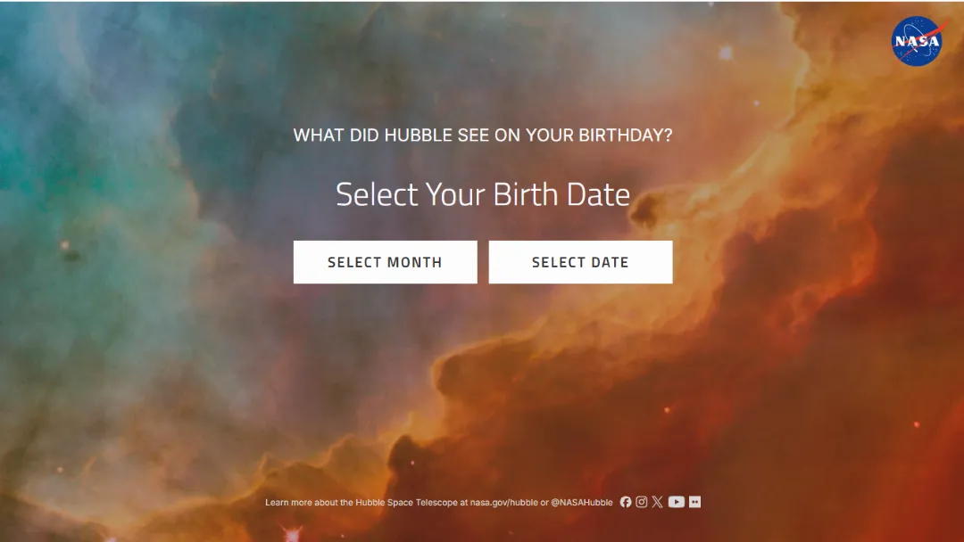 What Did Hubble See on Your Birthday? Website Screenshot