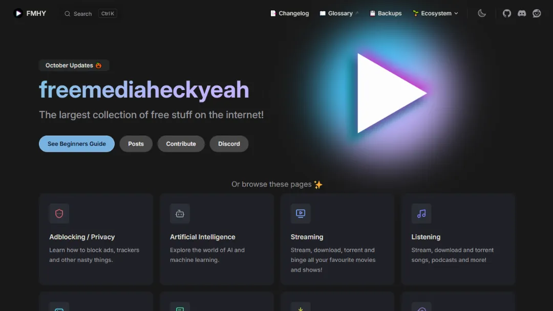 Free Media Heck Yeah (FMHY) Website Screenshot
