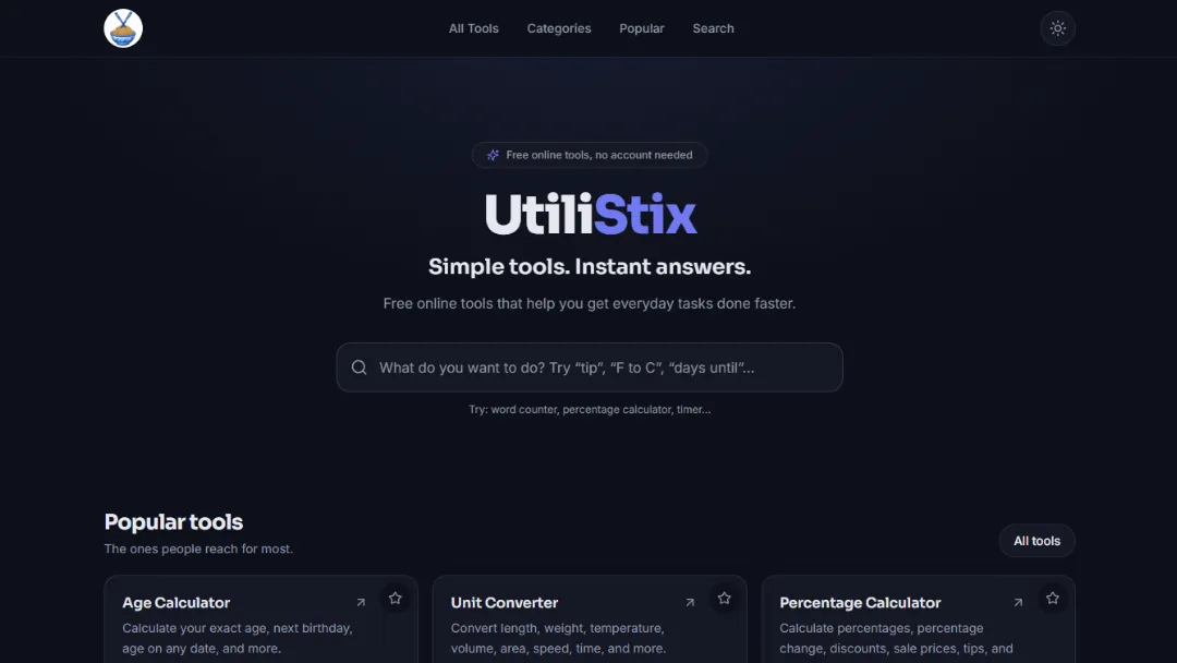 UtiliStix Website Screenshot