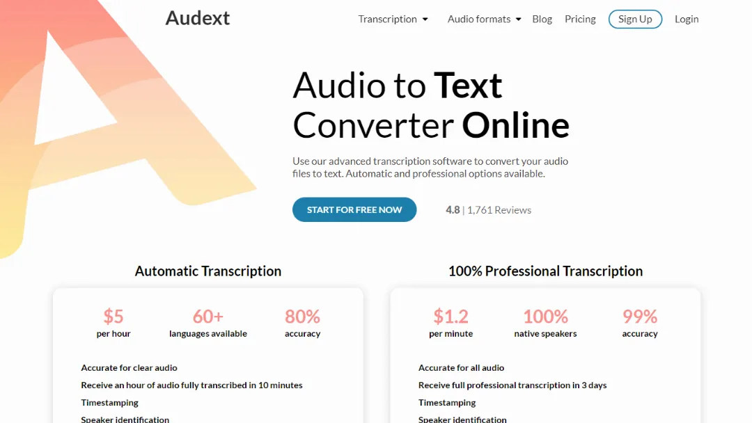 Audext Website Screenshot