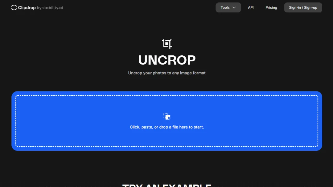 Uncrop Website Screenshot